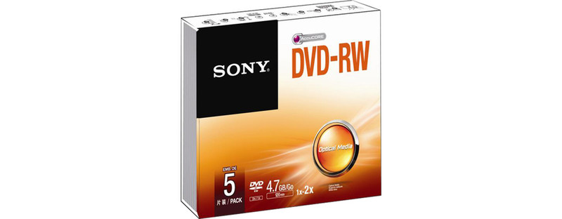 Sony DVD-RW 4.7GB 5x 4.7GB DVD-RW 5Stück(e)