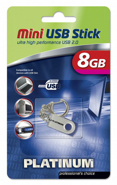 Bestmedia PLATINUM HighSpeed Mini USB Stick 8 GB 8ГБ USB 2.0 Cеребряный USB флеш накопитель