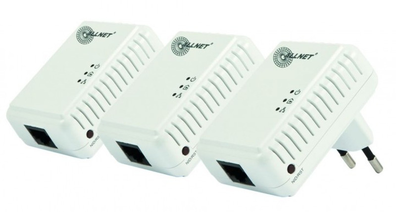 ALLNET ALL168250TRIPLE 500Mbit/s Eingebauter Ethernet-Anschluss Weiß 3Stück(e) PowerLine Netzwerkadapter