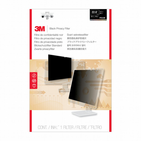 3M PF22.0W 22" Monitor Frameless display privacy filter