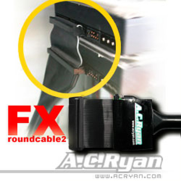 AC Ryan Roundcable2-FX ATA133 30cm UVGreen, 1+1 device 0.3m Grün SATA-Kabel