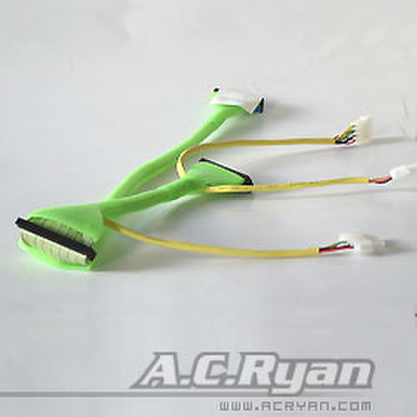 AC Ryan Roundcables with Power ATA133 60cm, UVGreen 0.6м Зеленый кабель SATA