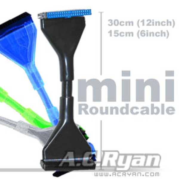 AC Ryan Roundcables Floppy 30cm UVBlue/Silver, 1 device 0.3m SATA-Kabel