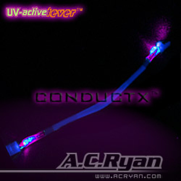 AC Ryan Conductx™ 3pin Extension 30cm, 2xUVLED, UVblue Синий кабель питания