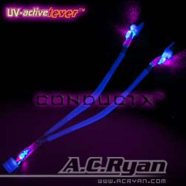 AC Ryan Conductx™ 3pin Fan Y-Spliter, 3xUVLED, UVblue Blau Stromkabel