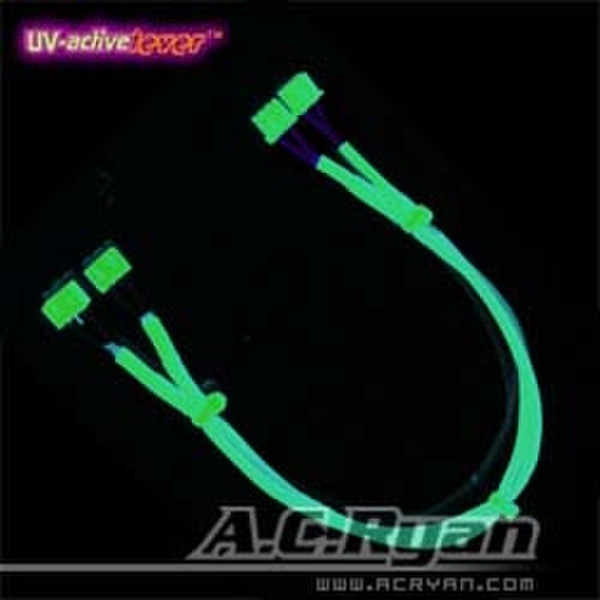 AC Ryan Conductx™ CCFL TWIN Extension 2x30cm, UVgreen Зеленый кабель питания