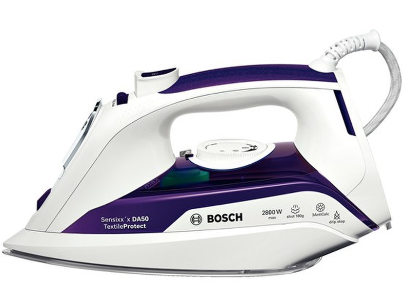 Bosch TDA502801T Dry & Steam iron Ceramic soleplate 2800W Violett, Weiß Bügeleisen