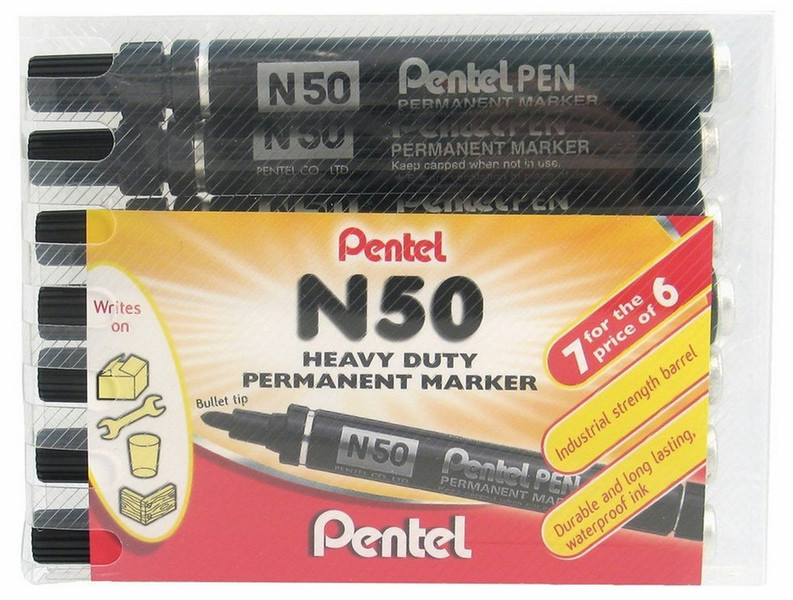 Pentel YN50/7-A Bullet tip Black 7pc(s) permanent marker