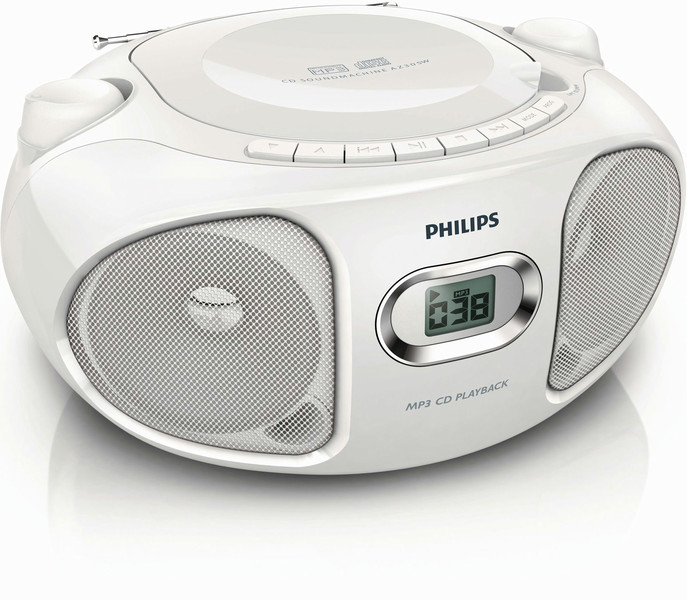 Philips AZ305W/12 Аналоговый 2Вт Серый, Белый CD радио