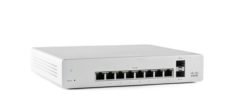 Cisco Meraki MS220-8 Managed network switch L7 Gigabit Ethernet (10/100/1000) Silver