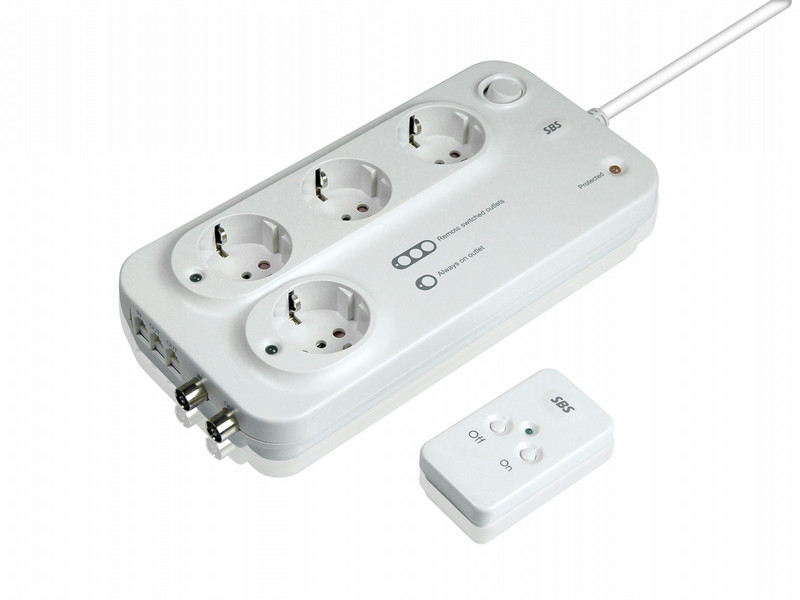 SBS SP3153T 4AC outlet(s) 230V 1.5m Weiß Spannungsschutz