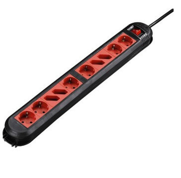 Hama Colour 10AC outlet(s) 230V 1.5m Schwarz, Rot Spannungsschutz