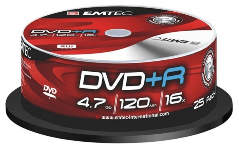 Emtec DVD+R, 4.7GB, 16x, 25 pack 4.7GB DVD+R 25Stück(e)