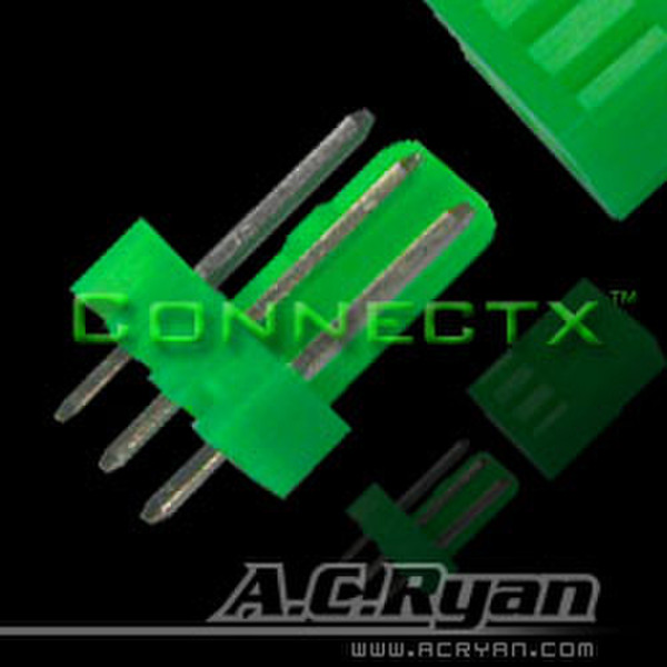 AC Ryan Connectx™ 3pin fan connector Male - UVGreen 100x 3pin Fan Male Green wire connector