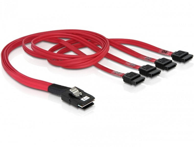 DeLOCK Cable mini SAS 36pin to 4x SATA 0.5m Red SCSI cable