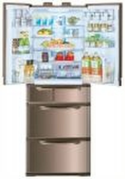 Toshiba GR-L42FR freestanding 422L Brown side-by-side refrigerator