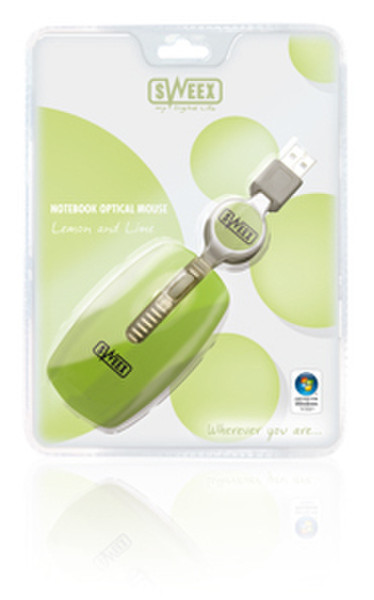 Sweex Notebook Optical Mouse Lemon & Lime USB Оптический 800dpi Зеленый компьютерная мышь