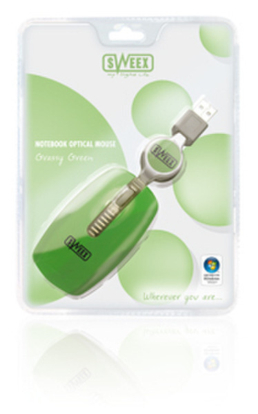Sweex Notebook Optical Mouse Grassy Green USB Оптический 800dpi Зеленый компьютерная мышь