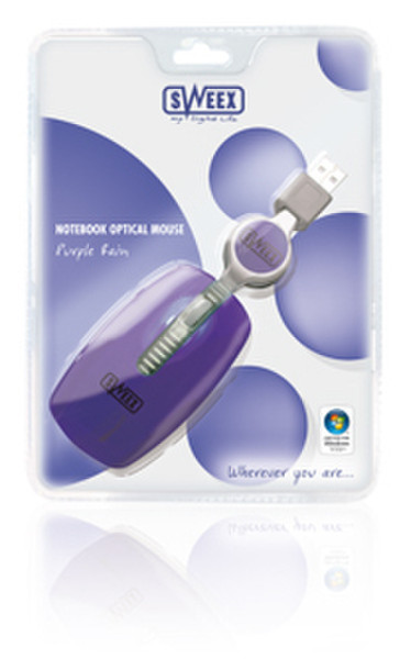 Sweex Notebook Optical Mouse Puple Rain USB Optisch 800DPI Violett Maus