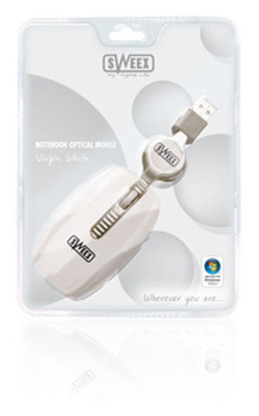 Sweex Notebook Optical Mouse Virgin White USB Оптический 800dpi Белый компьютерная мышь