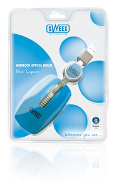 Sweex Notebook Optical Mouse Blue Lagoon USB Оптический 800dpi Синий компьютерная мышь