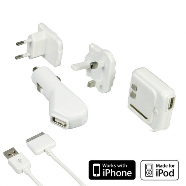 Logic3 3-in-1 Power Kit for iPhone & iPod White power adapter/inverter