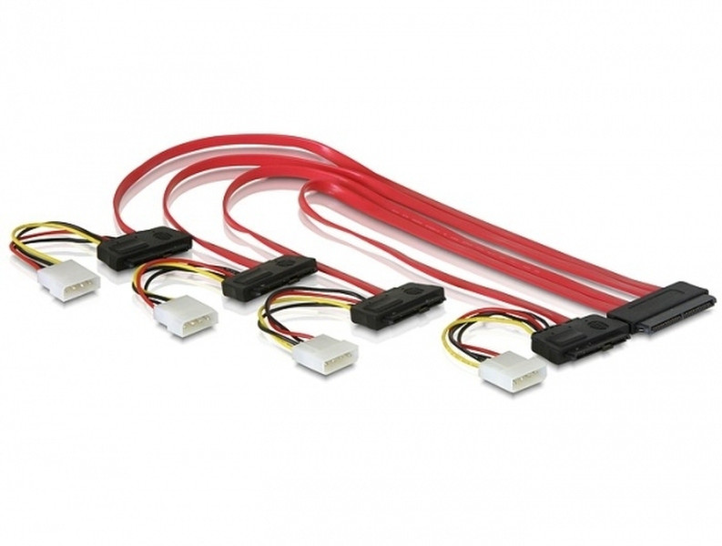 DeLOCK SAS 32pin to 4x SAS 29 pin 0.5m Red SCSI cable