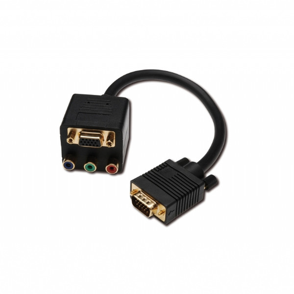 Digitus AK-513002 0.2m VGA (D-Sub) + 3xRCA VGA (D-Sub) Black video cable adapter