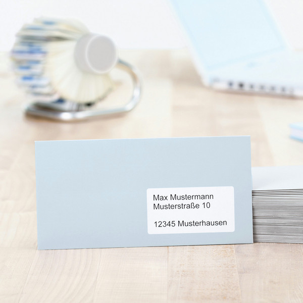 HERMA Adress labels A4 99.1x33.8 mm natural-white recycled paper matt blue angel 1600 pcs.