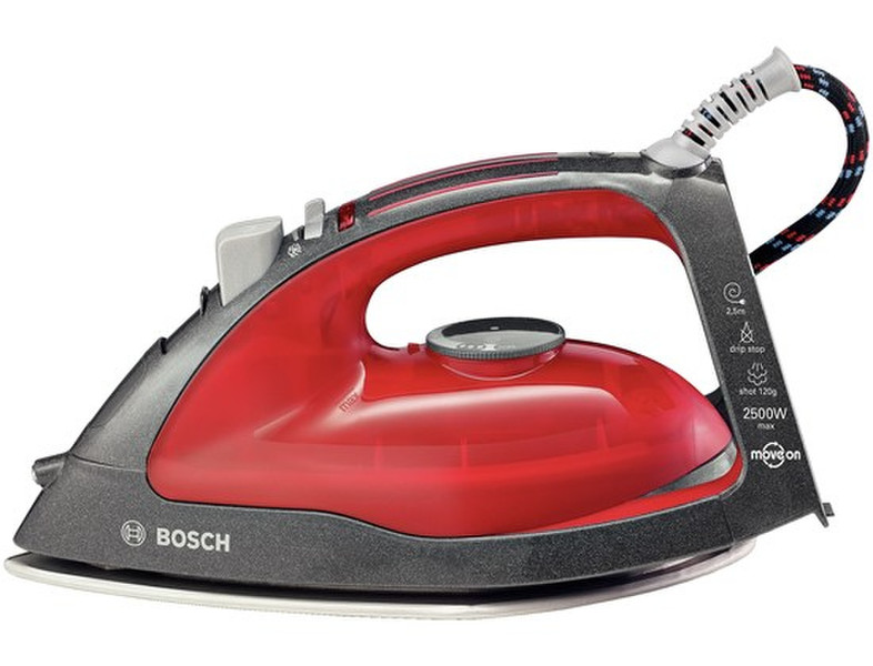 Bosch TDA46MOVE3 Dampfbügeleisen Palladium soleplate 2500W Schwarz, Rot Bügeleisen