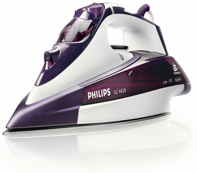 Philips Azur GC4420/07 Steam iron SteamGlide soleplate 2400W Purple,White iron