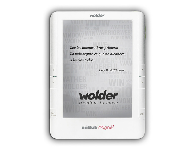 Wolder miBuk Imagine 6" Сенсорный экран 4ГБ Wi-Fi Белый электронная книга