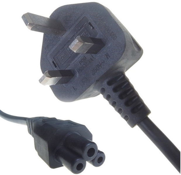 Computer Gear 27-0114 2m C5 coupler BS 1363 Black power cable