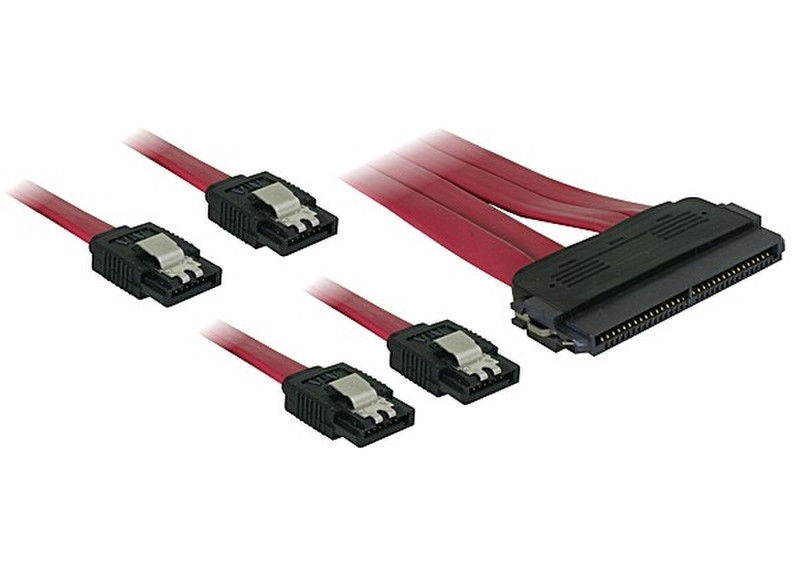 DeLOCK Cable SAS 32pin > 4x SATA metal (SFF 8484 - 4x SATA) 50cm 0.5m Red SATA cable