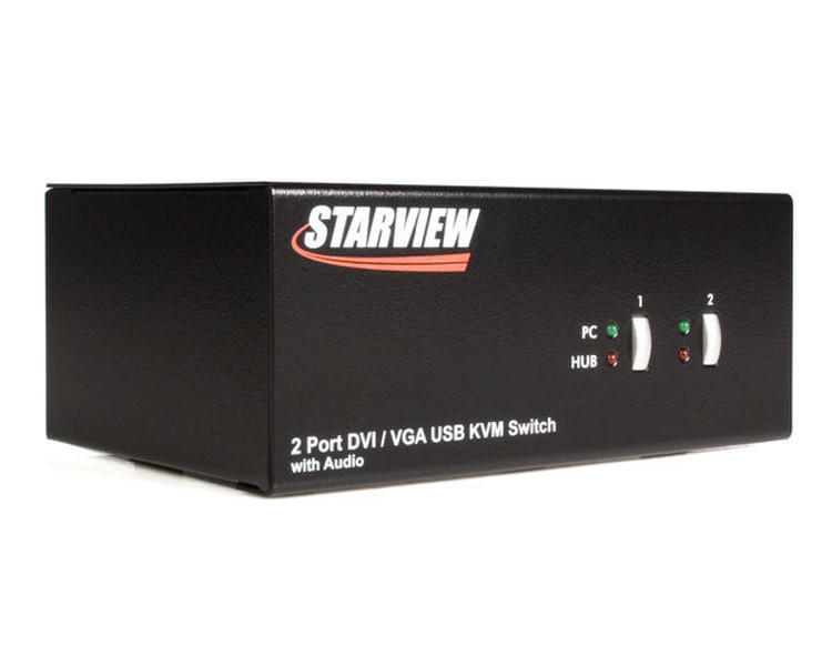 StarTech.com 2 Port DVI/VGA USB KVM Switch Schwarz Tastatur/Video/Maus (KVM)-Switch