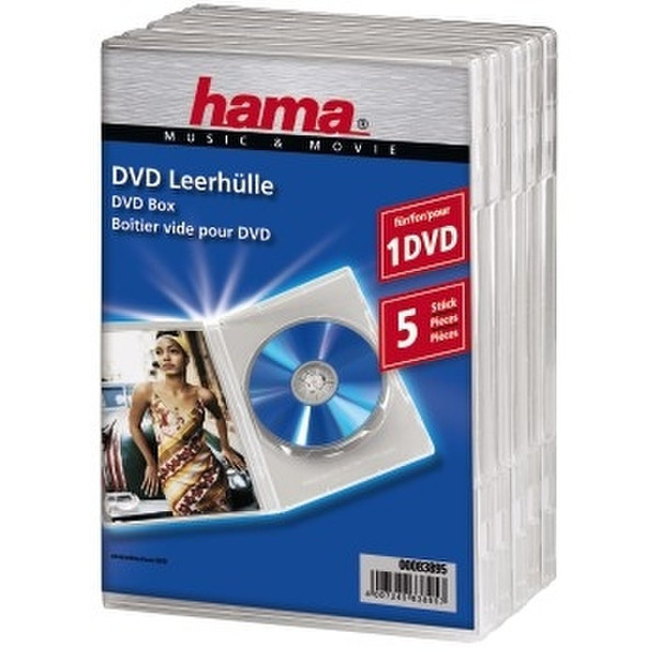 Hama DVD-Leerhülle 5, Transparent 1Disks Transparent