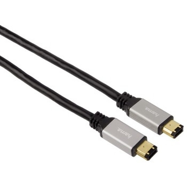 Hama FireWire Cable, 6-pin IEEE 1394a Plug - 6-pin Plug, 2 m 2m Black firewire cable