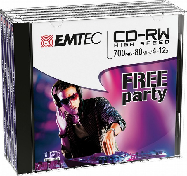Emtec ECOCRW80512JC CD-RW 700МБ 5шт чистые CD