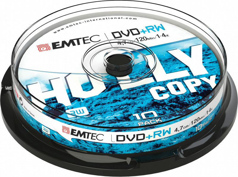 Emtec ECOVPRW47104CB 4.7GB DVD+RW 10Stück(e) DVD-Rohling