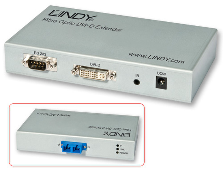 Lindy 38064 AV transmitter & receiver Cеребряный АВ удлинитель