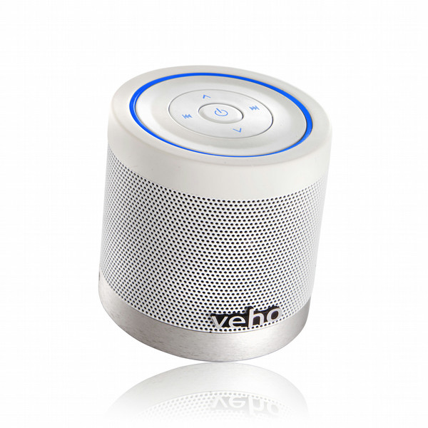 Veho 360° Bluetooth Wireless Speaker Stereo 2.2W Tube White