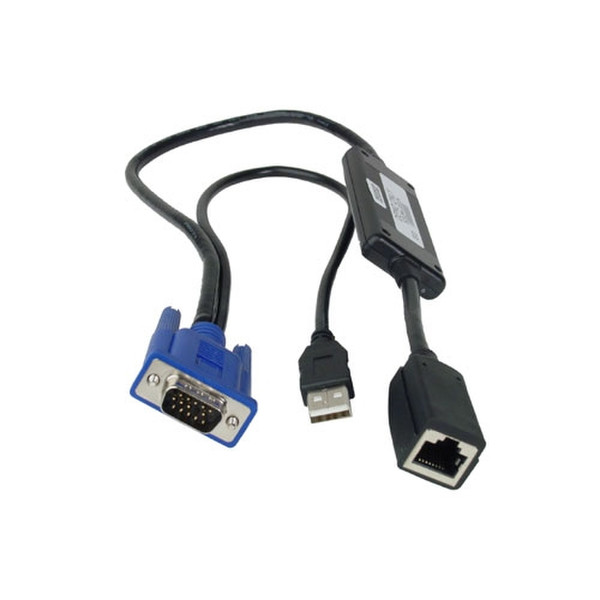 DELL 470-10954 1x USB-A M, 1x 15-pin HD D-Sub M RJ-45 FM Синий, Черный кабельный разъем/переходник
