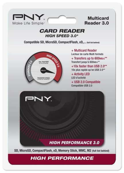 PNY High Performance Reader 3.0 USB 3.0 Черный устройство для чтения карт флэш-памяти