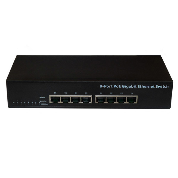 Premiertek PL-1008GP Unmanaged Gigabit Ethernet (10/100/1000) Power over Ethernet (PoE) Black network switch