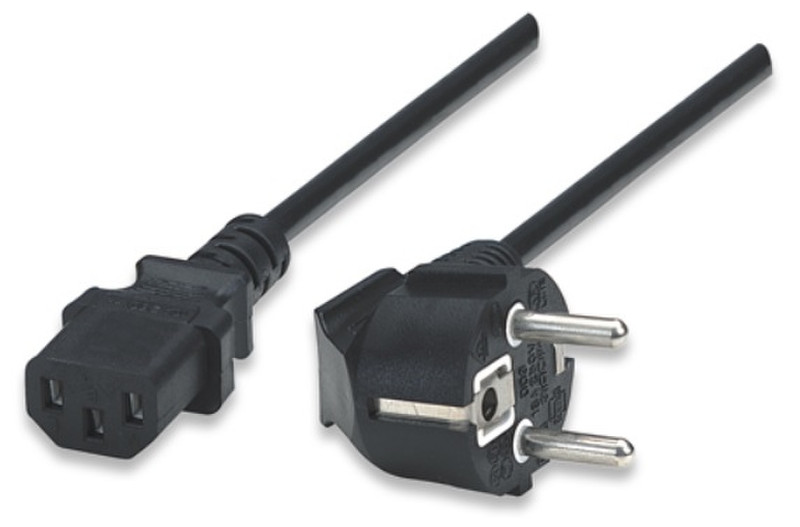 Manhattan 393904 1.8m C13 coupler CEE7/7 Schuko Black power cable