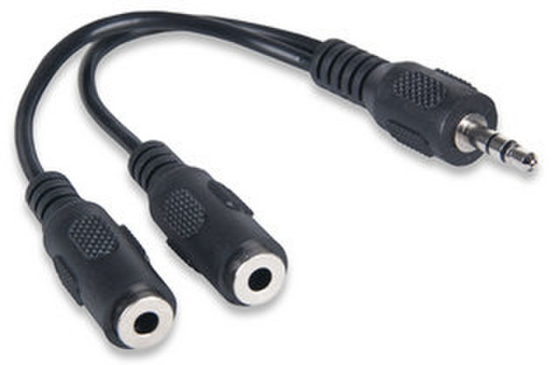 Manhattan Stereo Y-Adapter 0.15m 3.5mm 2 x 3.5mm Schwarz Audio-Kabel