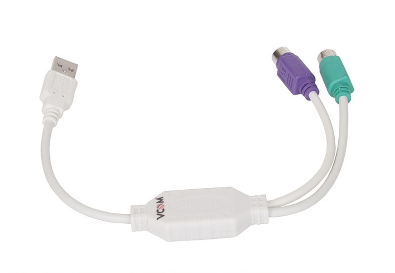 VCOM CU807 USB 2.0 A 2x PS2 Белый кабельный разъем/переходник