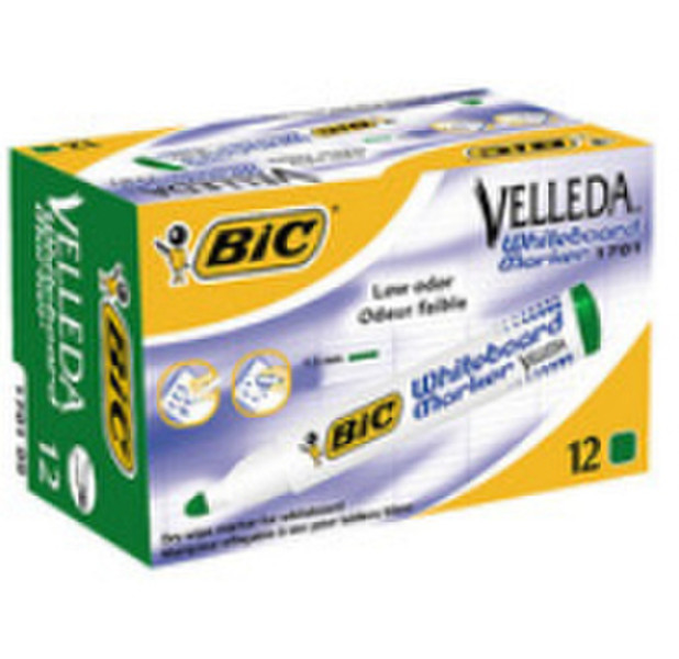 BIC Velleda Whiteboard 1701 Пулевидный наконечник Зеленый 12шт маркер