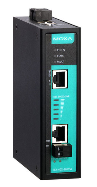 Moxa Managed SHDSL Ethernet extenders Network repeater Черный