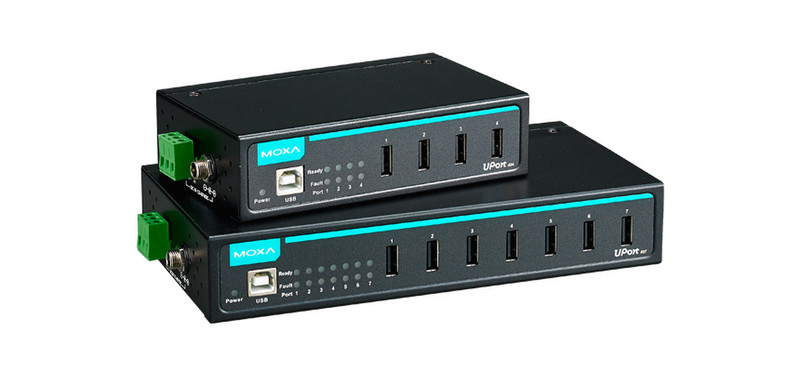 Moxa UPort 407-T w/o Adapter USB 2.0 480Mbit/s Schwarz